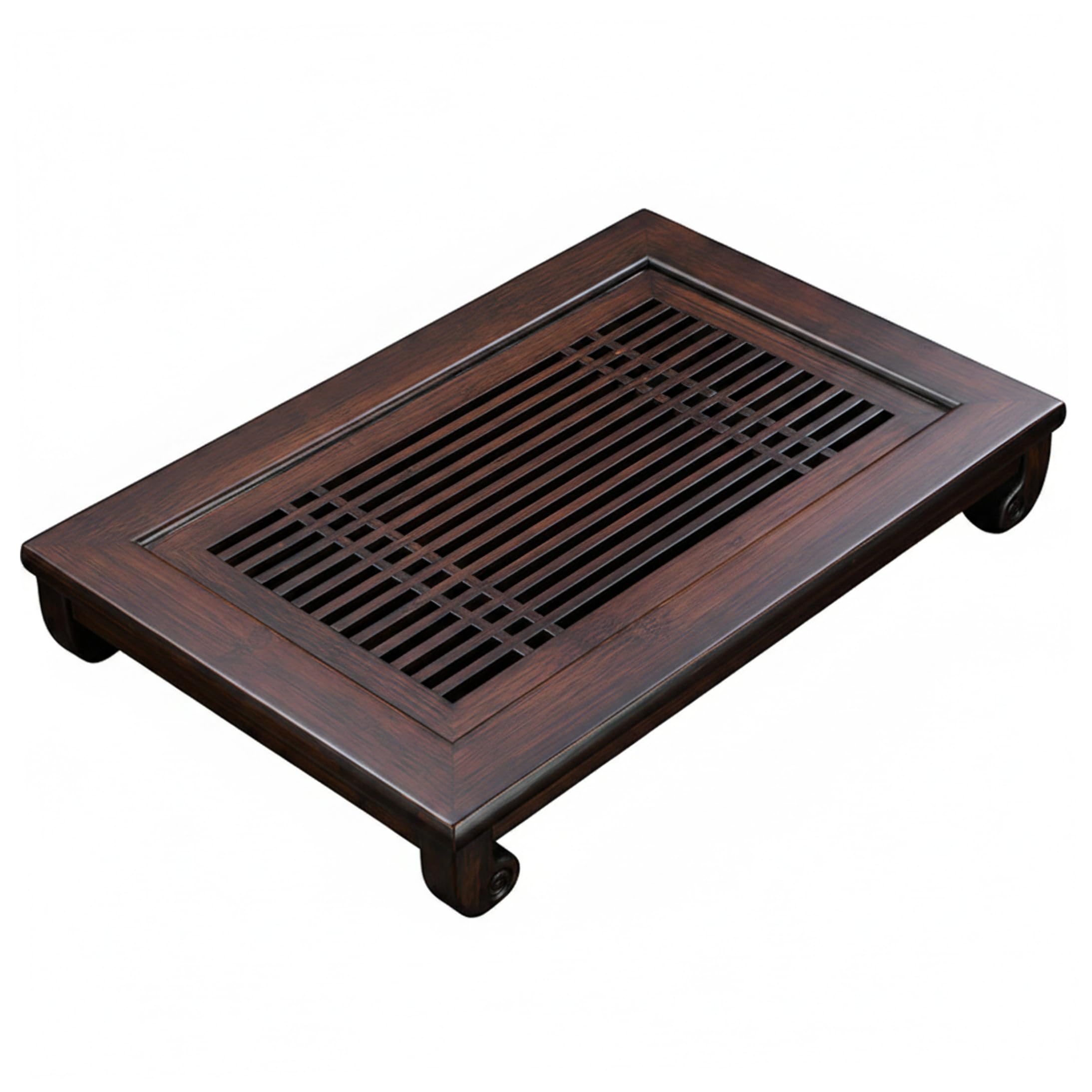 Striegro Tea Tray, Bamboo Gongfu Tea Tray - Walnut Chinese With Drawer Drainage & Removable Panel, 15.75×11.02×2.56 Inch For Home Use..
