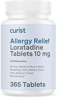 Curist Loratadine 10mg 365 Count - All Day Non Drowsy Allergy Medicine - 24 Hour Antihistamine Tablets for Runny Nose, Itchy Eyes, & Sneezing - Indoor & Outdoor Allergy Medicine for Adults