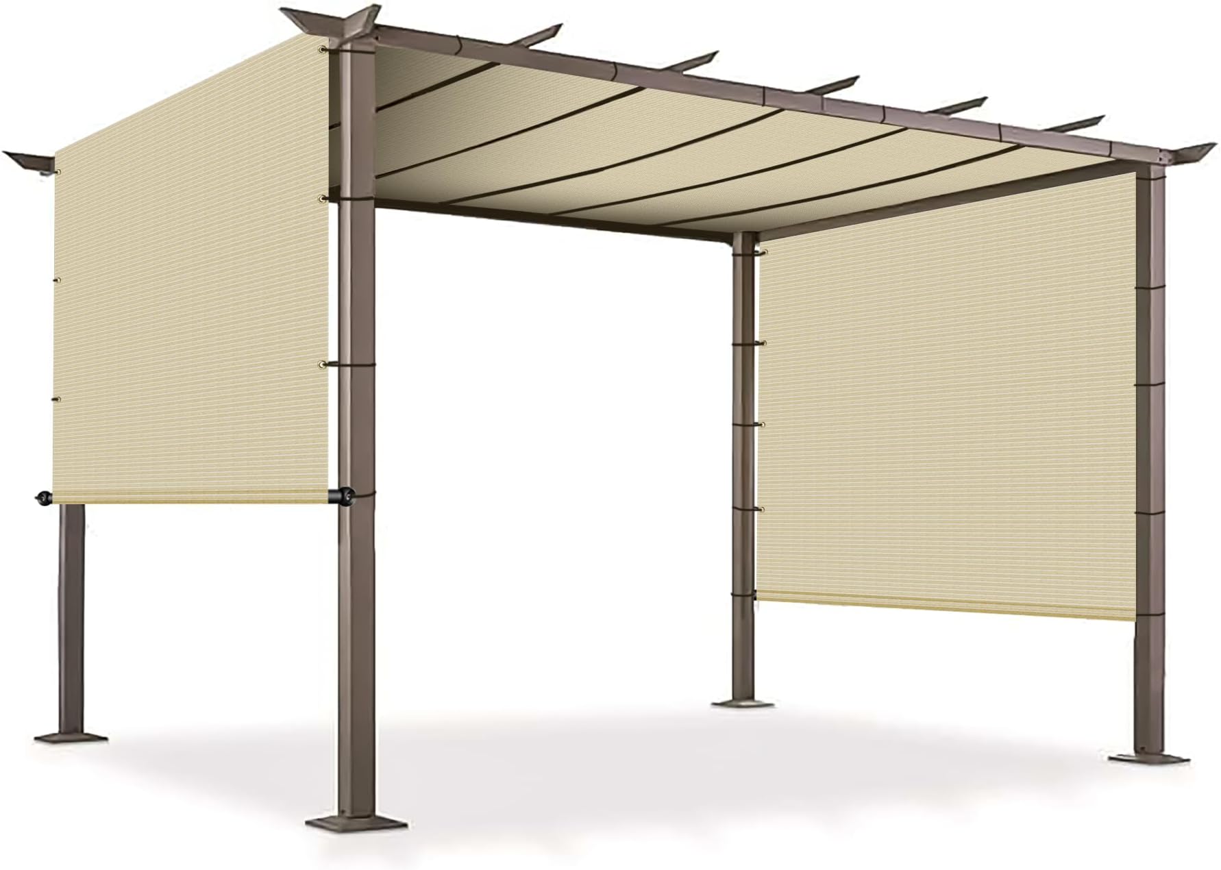 12'x12' Pergola Canopy Replacement Shade Cover Outdoor Sun Shade Cloth with Grommets Weighted Rods, Patio Awning for Porch Backyard Gazebo Garden, Beige