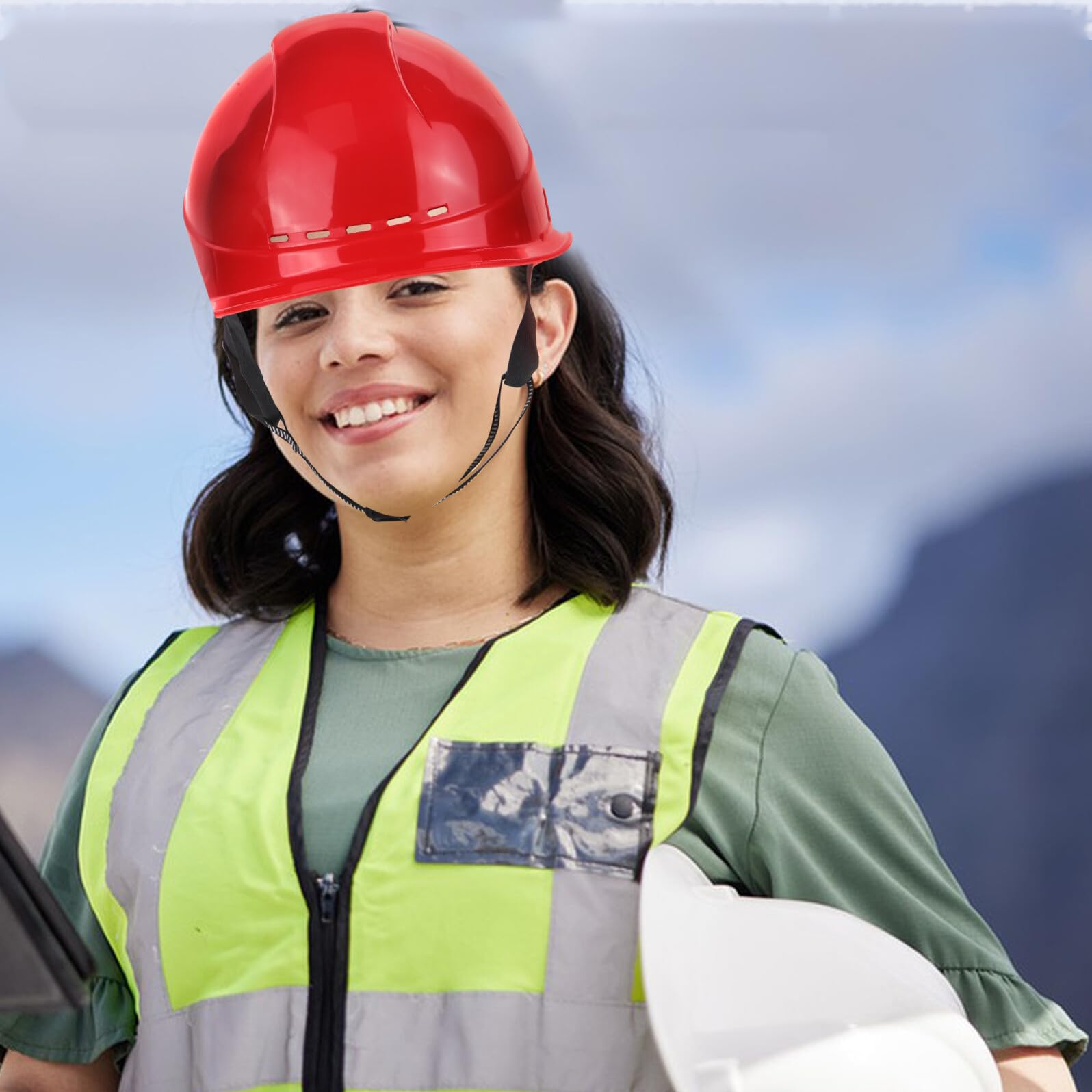 Casco de Seguridad para Construcción Hombre Abs Rojo Ventilado