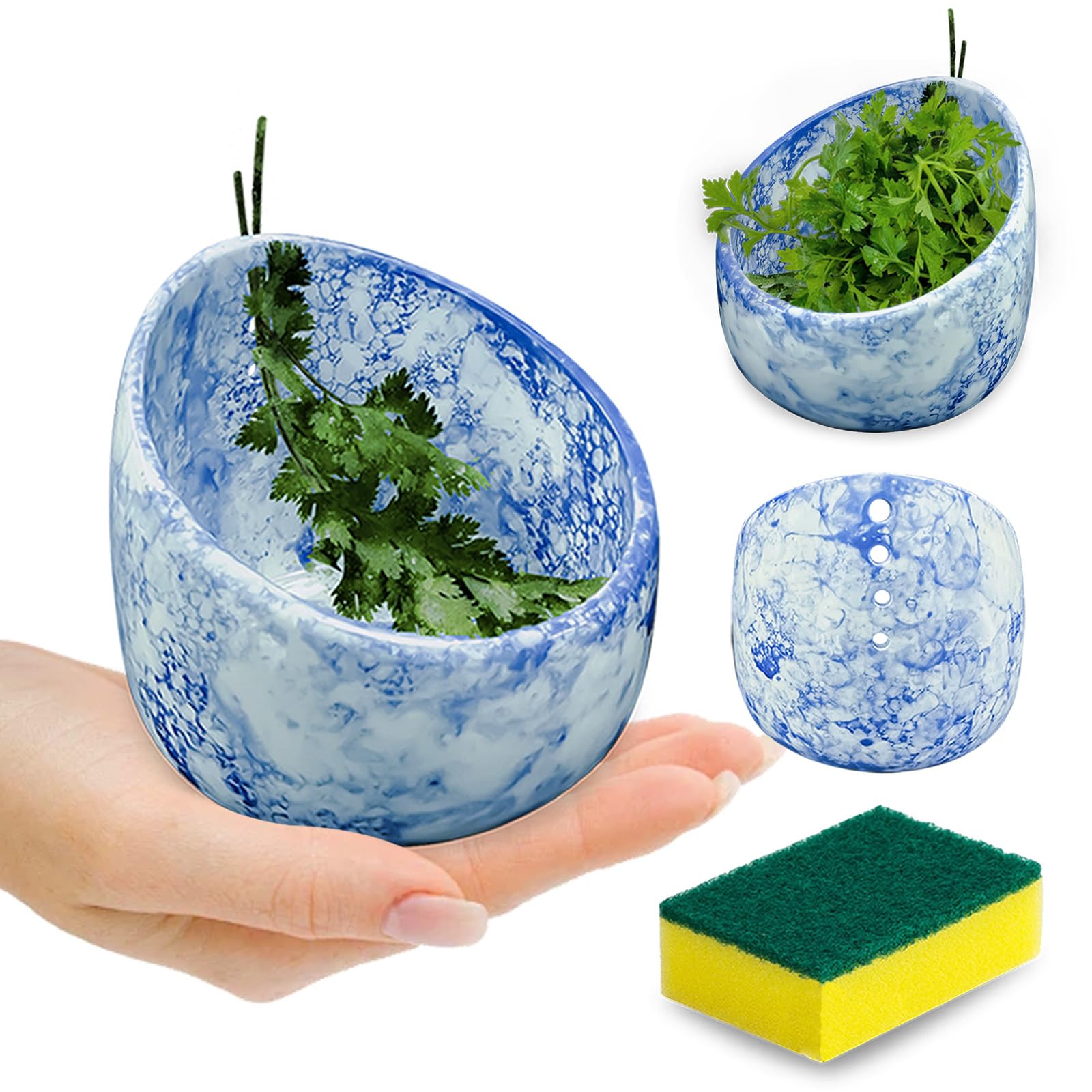 Pelador de hierbas de cerámica con diseño azul y blanco, regalo de cocina de Navidad ideal