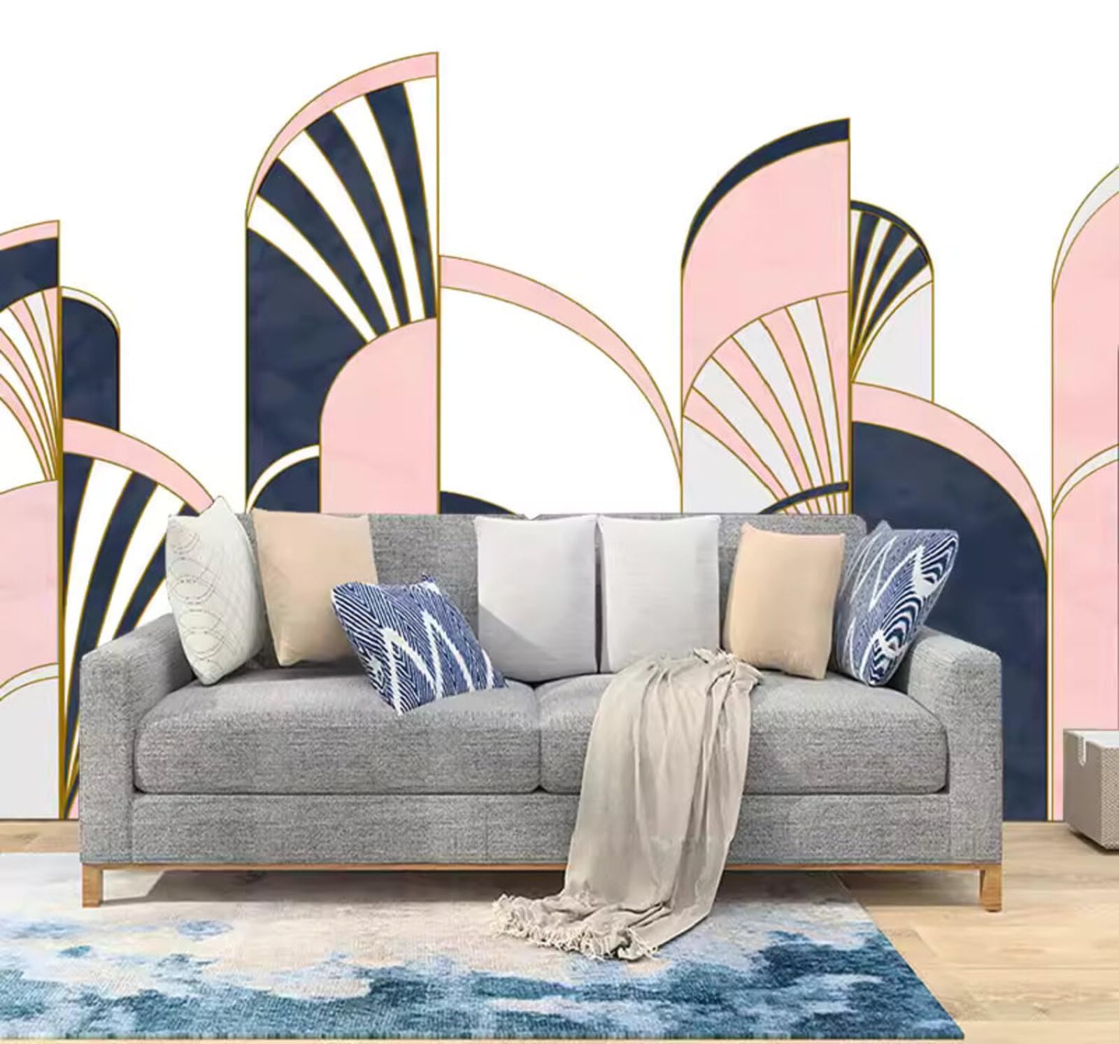 Abstract Pink Creative Geometric Arch 3D Wallpaper Easy Install Feature Office Living Room Sofa Bedroom TV Background Wall Decoration-250cm×170cm