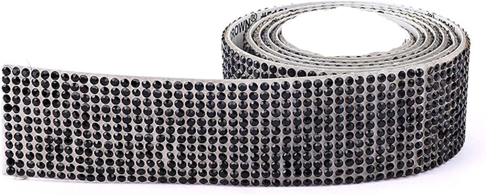Glitter Tape, DIY Self Adhesive Rhinestone Tape Decorative Crystal Ribbon Diamond Multicolor 1.4cm 2.7cm(Black,2.7cm)