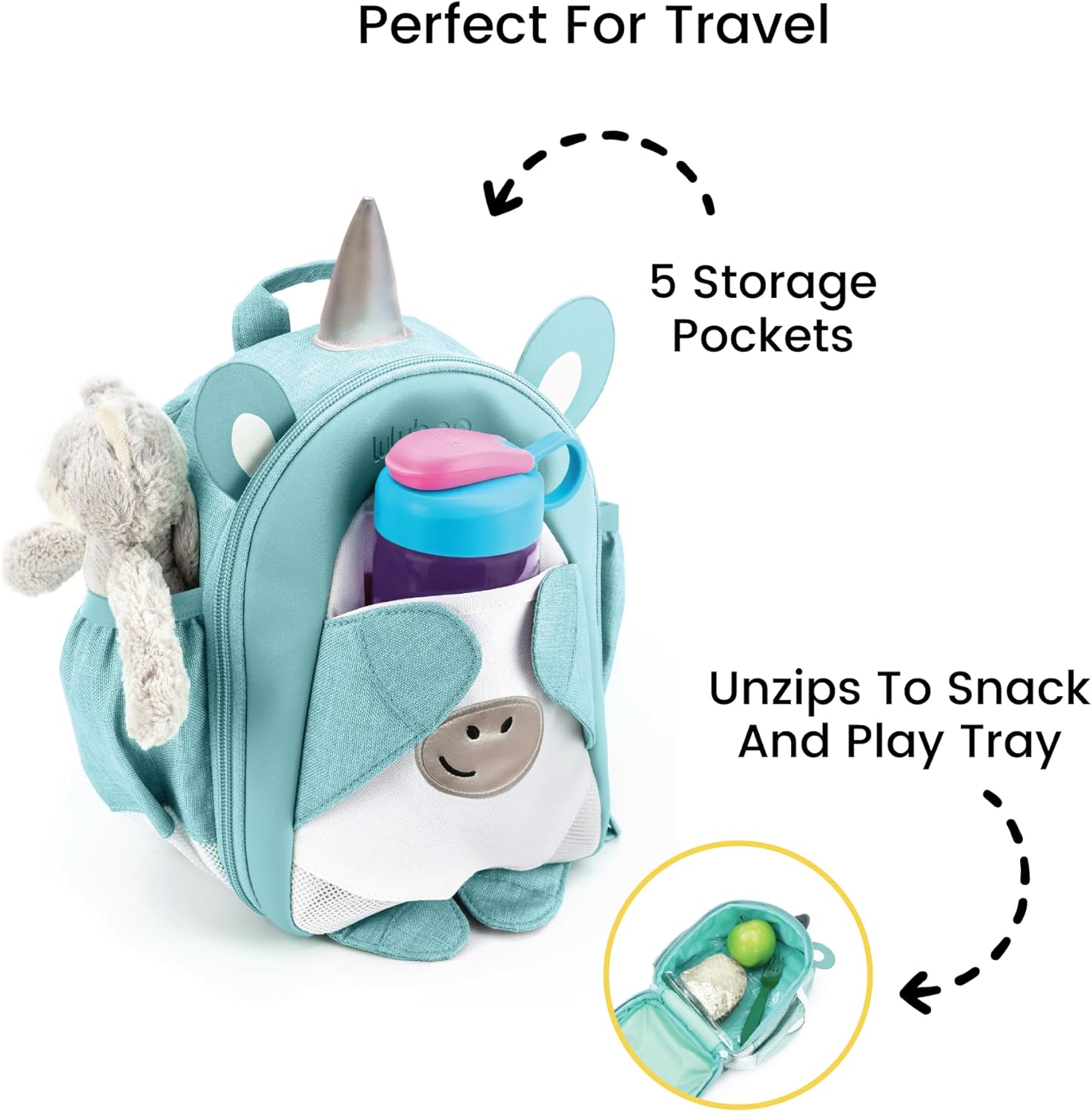 Lulyboo Ultra-Soft Unicorn Toddler Backpack with Detachable Leash & Wrist Tether, Kids Walking Harness with 5 Pockets, Adjustable Child Leash for Ages 1-7, Safety & Fun Travel Gear - Image 4
