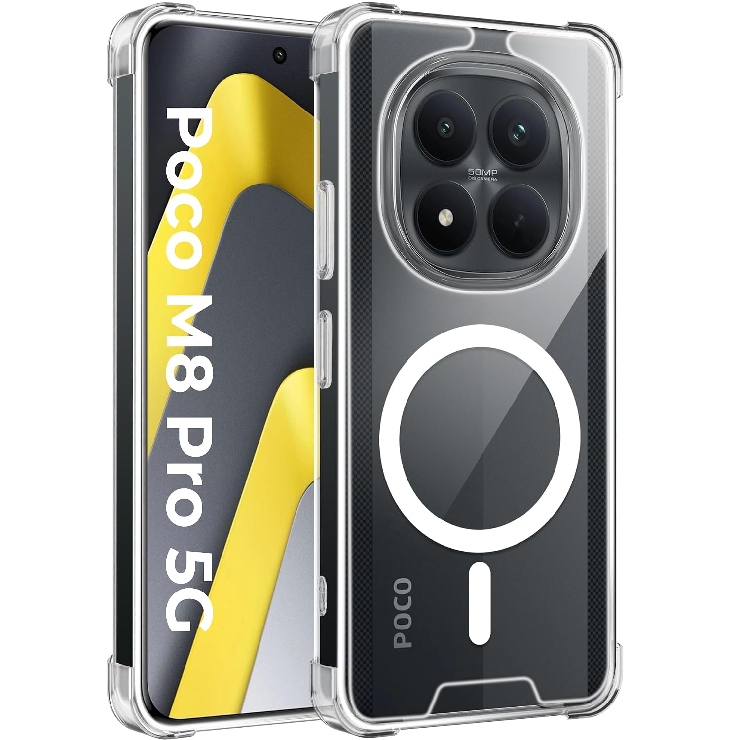 A rtistque Clear Back Cover Case for Poco M8 Pro/Redmi Note 15 Pro 5G | Compatible with Mag-Safe | Premium Cover | Shockproof Bumper | Slim Protective Design | Poco M8 Pro Back Cover - Transparent