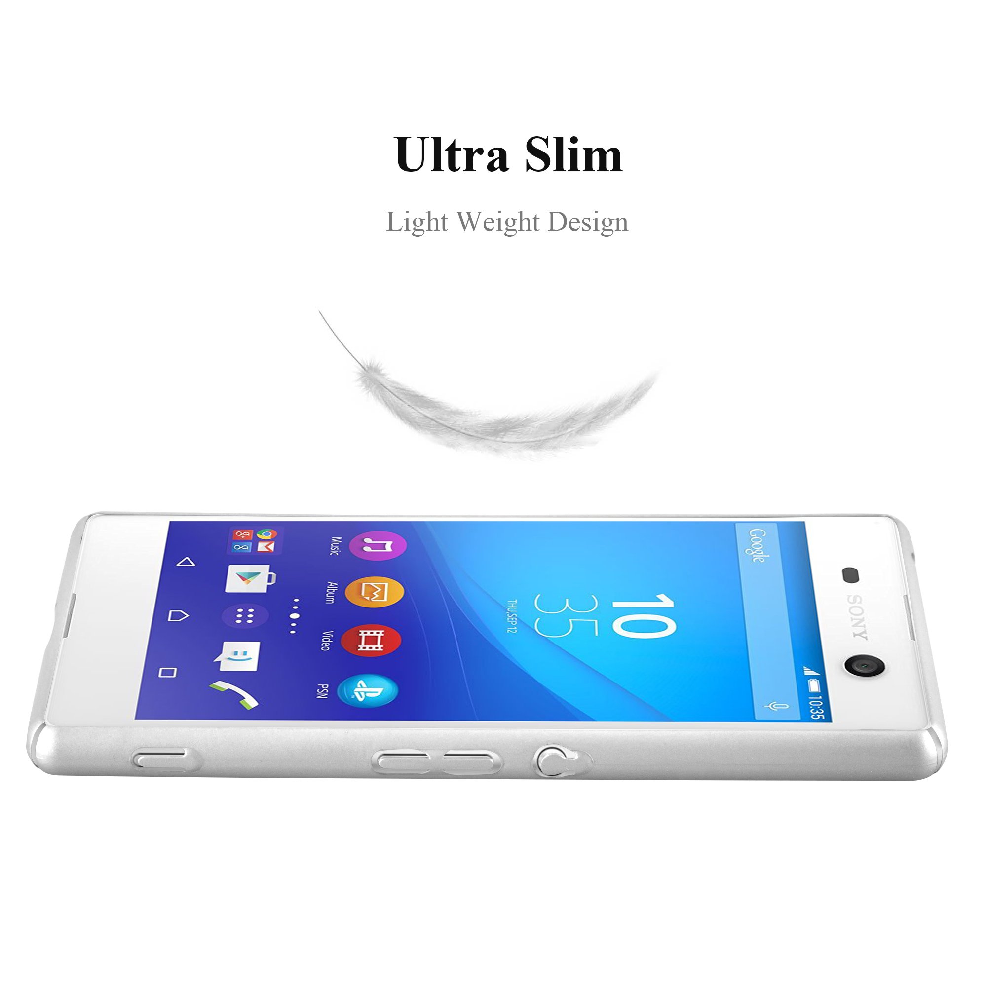 Cadorabo Custodia Rigida Sottile Per Sony Xperia M5, Colore Argento Metallo, Cover Antiurto Con Bordi Rialzati, Plastica Resistente