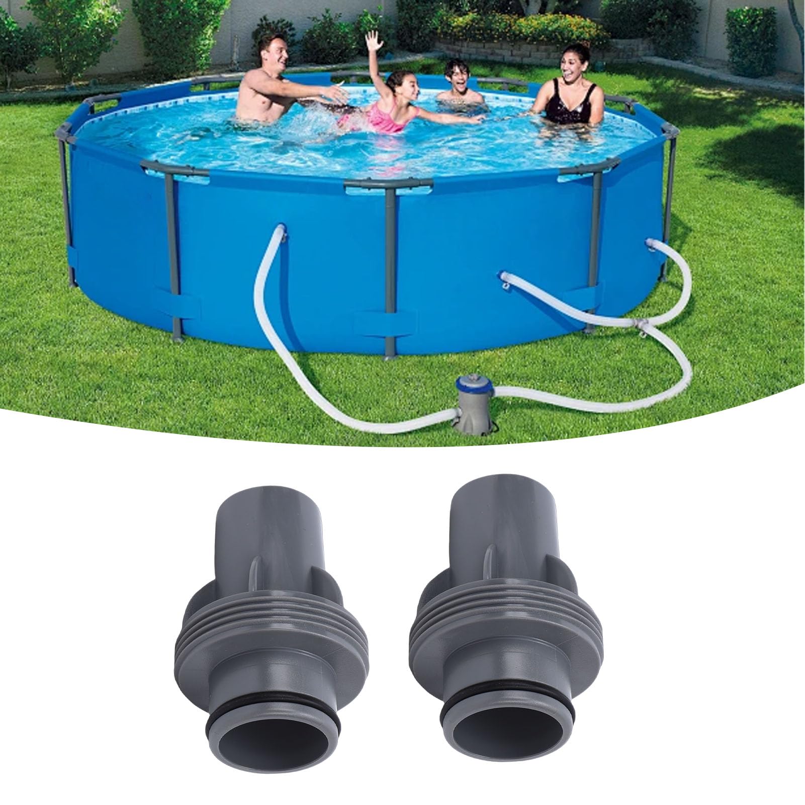 Diyeeni Adapter Węża Basenowego 1,5 Cala, Pasujący do P6916, 2 Sztuki Szczelnego Plastikowego Filtra Basenowego Adapter Węża Pompy z uszczelką, Zwiększony Przepływ dla Małych i Dużych Węży, łatwa