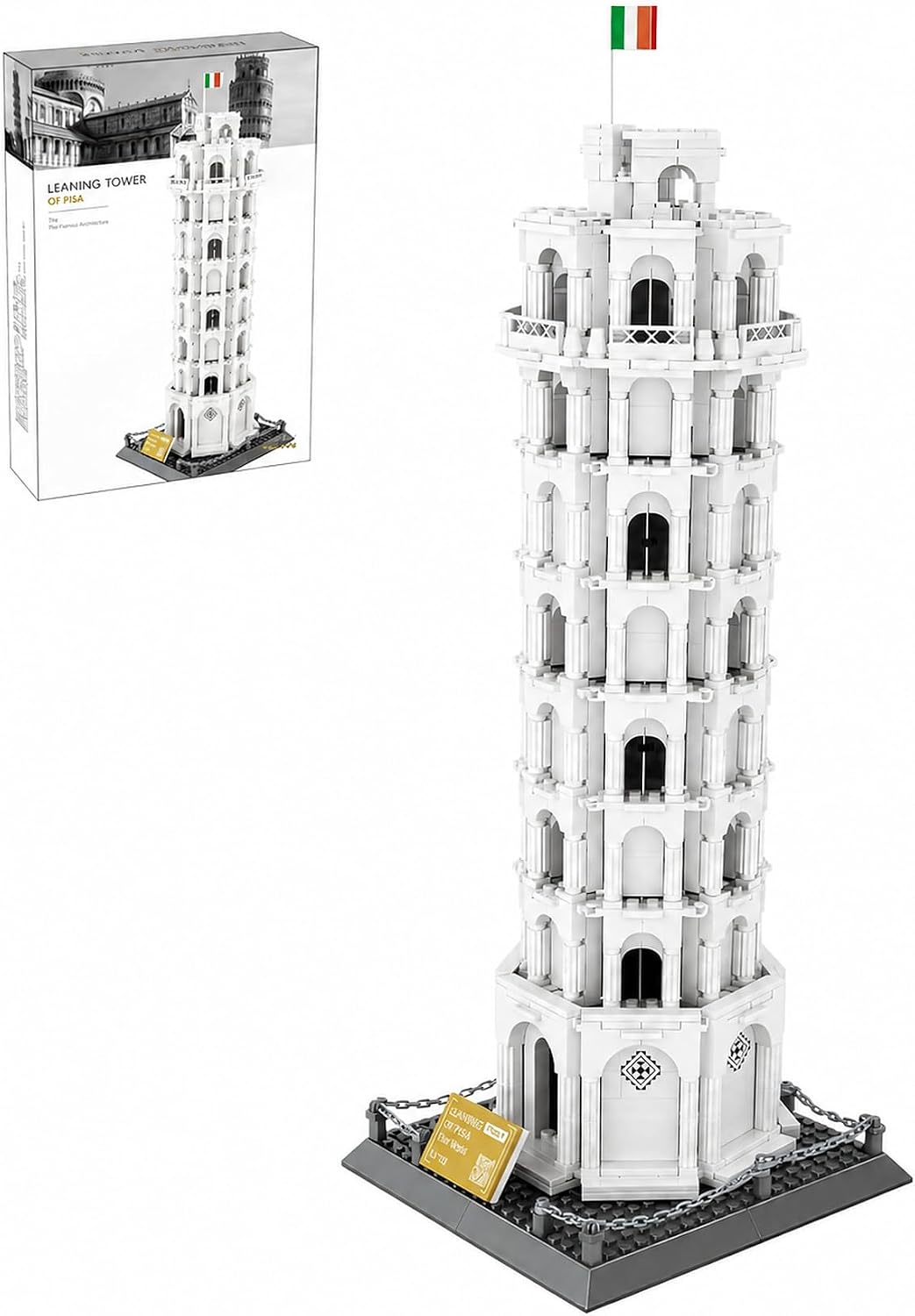 Leaning Tower of Pisa Architecture Building Set 1334 Pcs Famous Italy Landmark Model Kit for Adults 19.3" Tall Historical Skyscraper Construction Project Home Office Desk Decor Display Gift