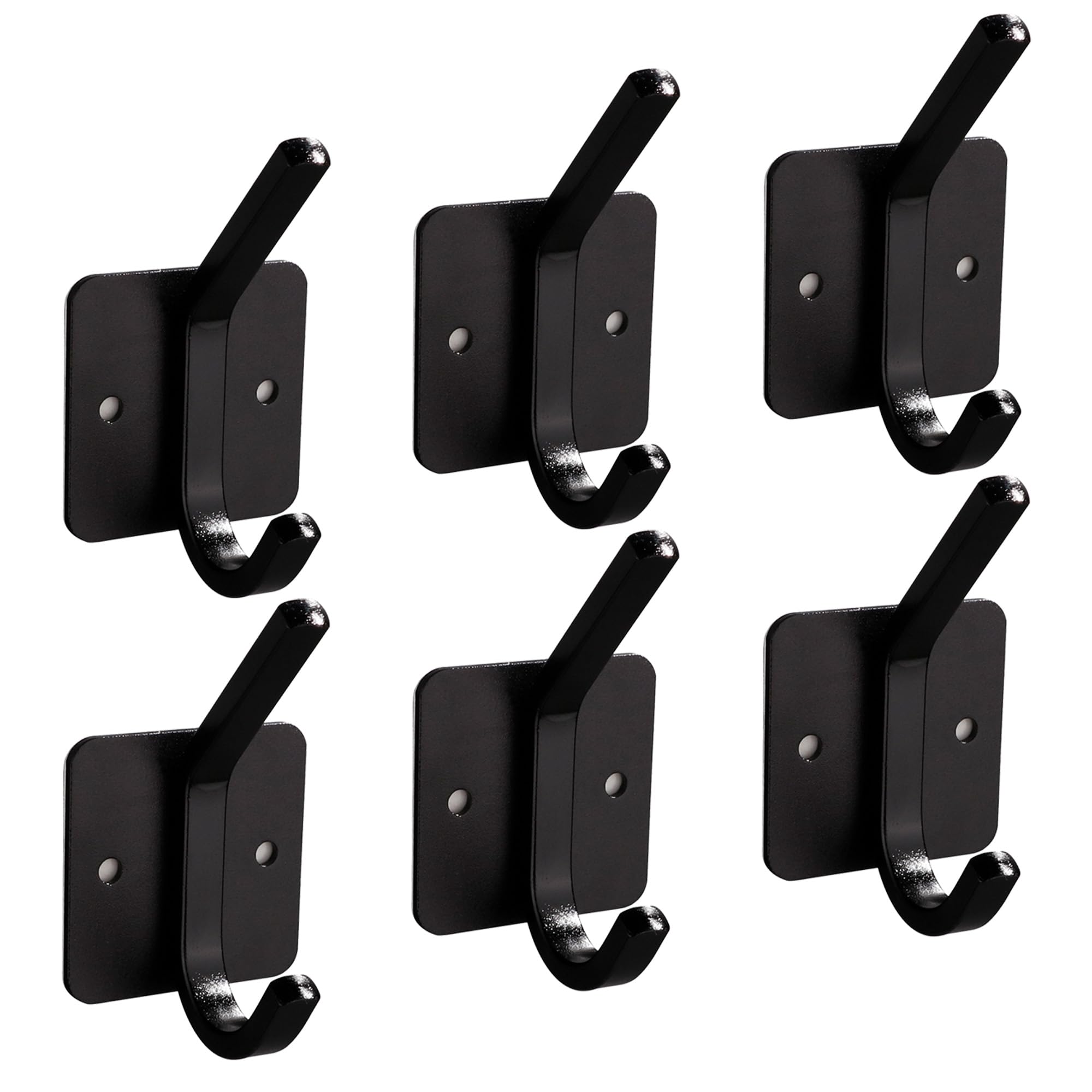 LKFDTW Pack of 6 Coat Hooks, Metal Wall Coat Hooks, Modern Hook Rail for Kitchen, Wardrobe, Bathroom and Living Room (Black)