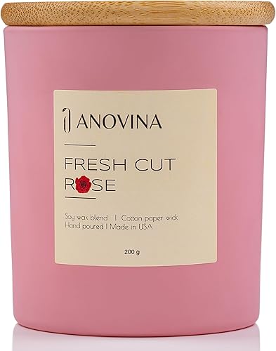 Miniatura 2 de Anovina Vela perfumada de rosa, mezcla de cera de soja de larga duración, vela floral no tóxica para decoración del hogar y relajación, regalo