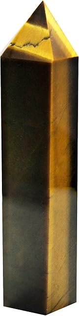 Healing Crystal Wand of Tiger's Eye Pointed & Faceted Prism Bar for Reiki Chakra Meditation Therapy Deco