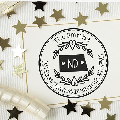 Miniatura 414 de Round State Love - Sello de dirección de devolución para Texas, uso con almohadilla de sello, mango de madera, sello de dirección de Texas