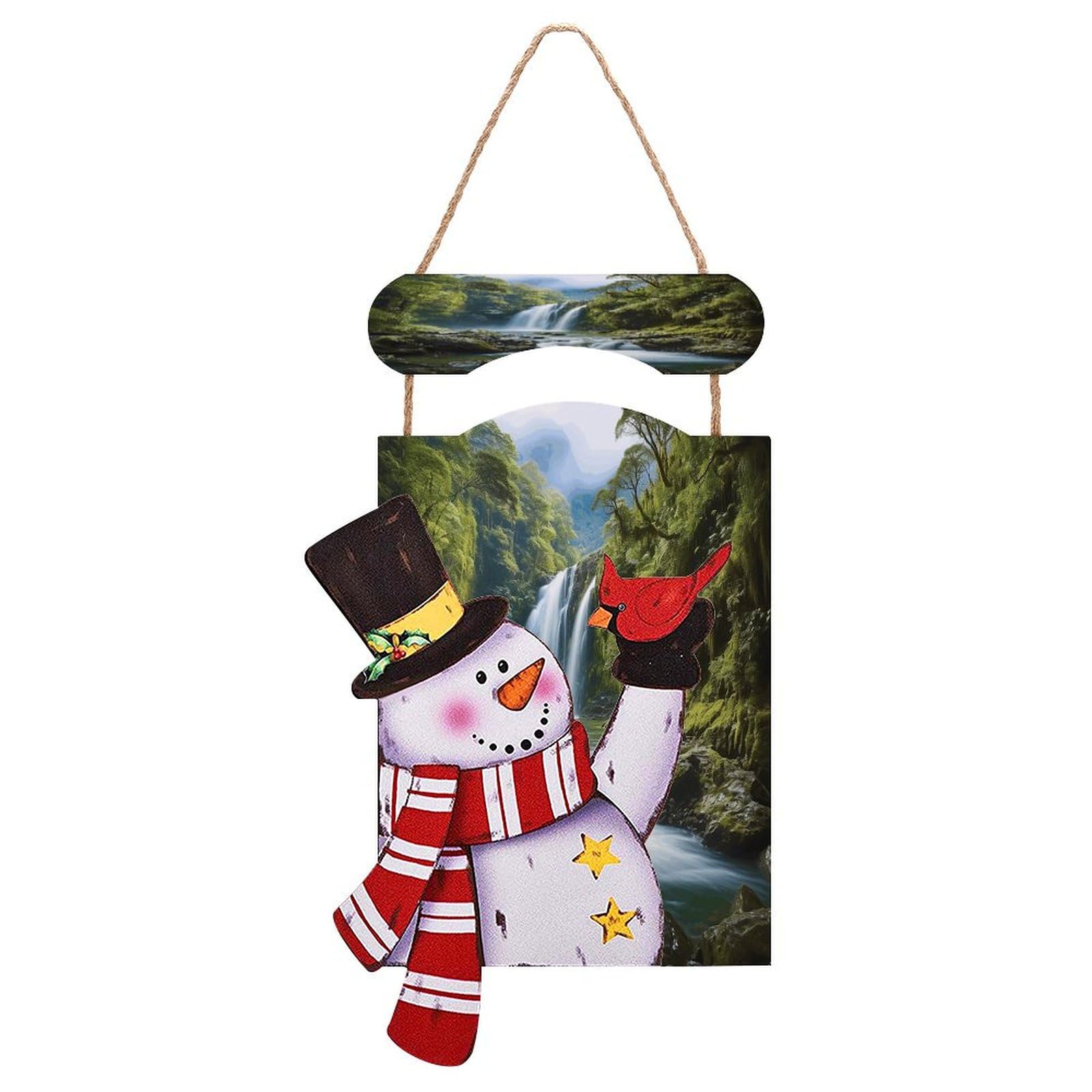 Panneau en bois bonhomme de neige et decoration murale de vacances de salon