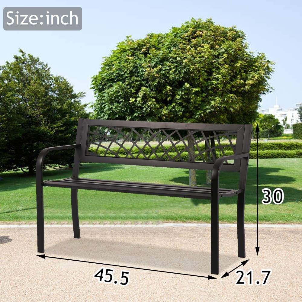 Dkelincs Outdoor Benches Clearance Garden Benches Metal Park Bench for Outside 480bls Bearing Capacity Cast Iron Patio Furniture for Porch Yard Deck Entryway