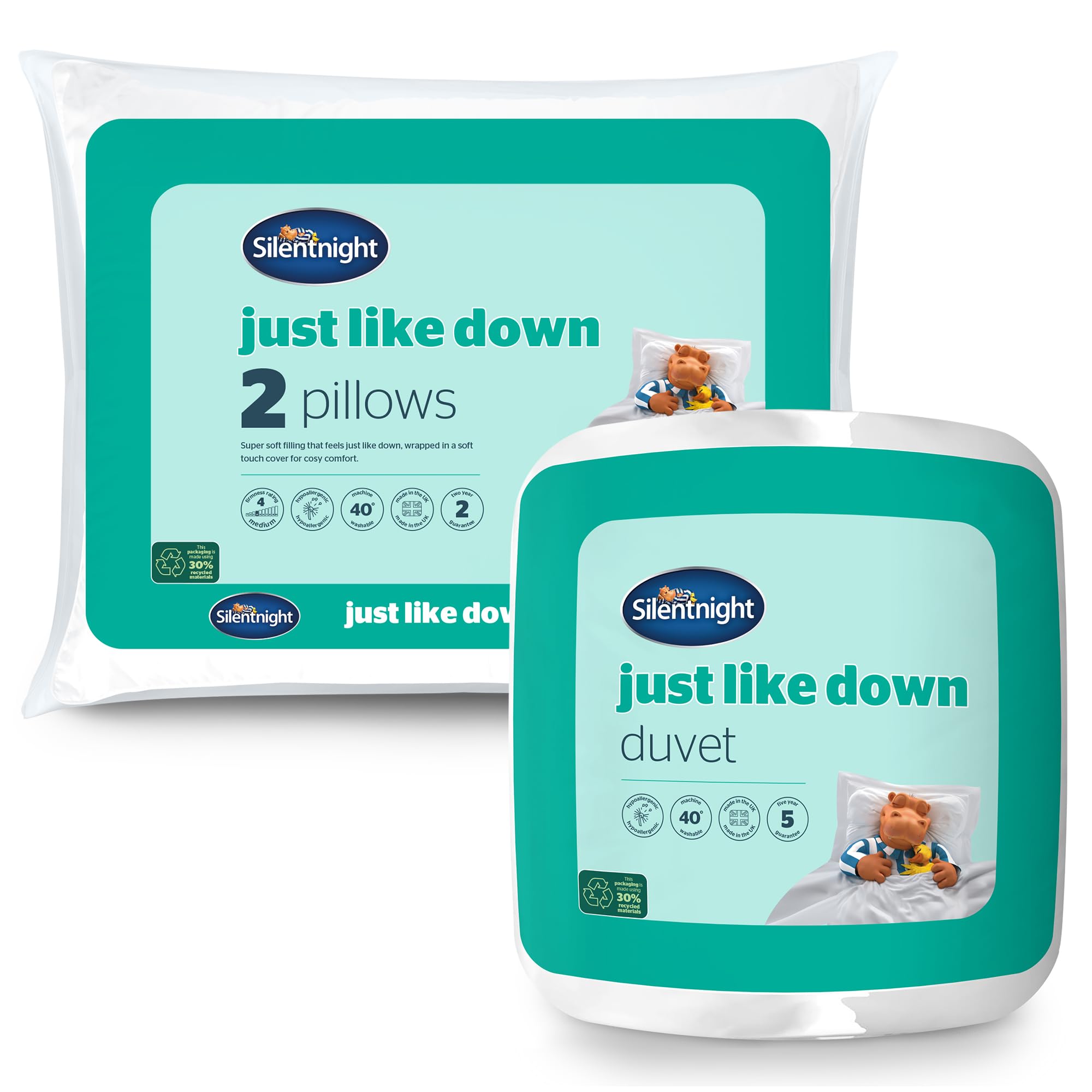 Silentnight Just Like Down Duvet & Pillow Pair - 10.5 Tog White