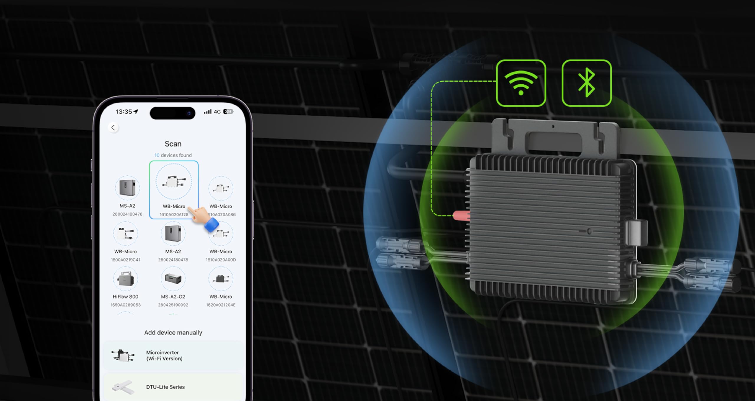Hoymiles HiFlow/HiFlow Pro Mikroinwerter balkonowy, 800 W–2000 W – Wi-Fi i Bluetooth, Plug & Play, z kablem Schuko 5 m w zestawie (pełna stawka VAT, HiFlow 1600 Pro)