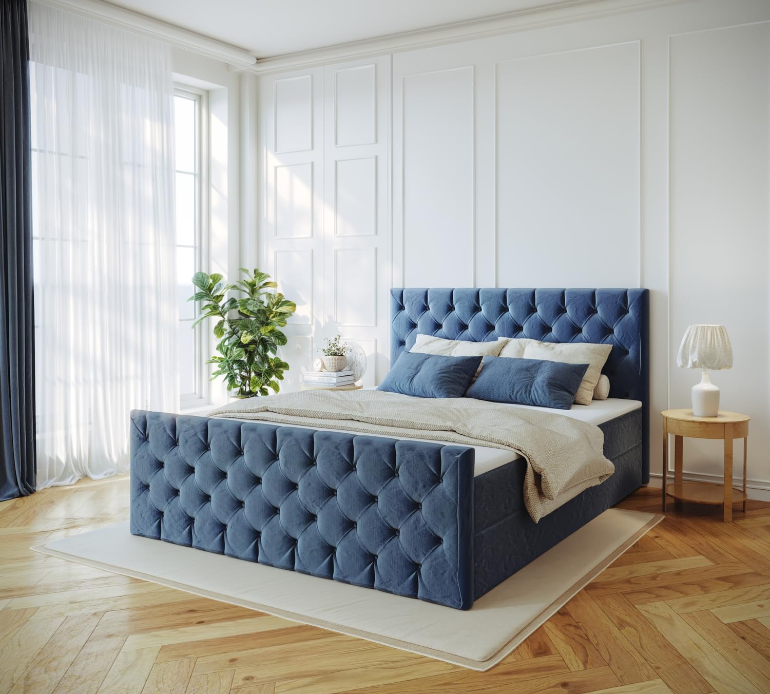 Boxspringbett 200x200 mit Bettkasten - Bett mit Matratze und 2 Bettkästen - Schlafzimmerbett mit Topper - Bequemes und Elegantes Doppelbett für das Schlafzimmer