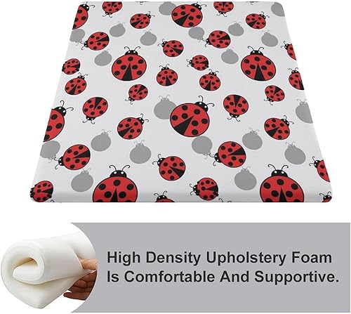 Miniatura 3 de SWEET TANG Cojín de asiento de espuma viscoelástica con diseño de mariquitas de dibujos animados lindo con cubierta de poliéster, para niños,