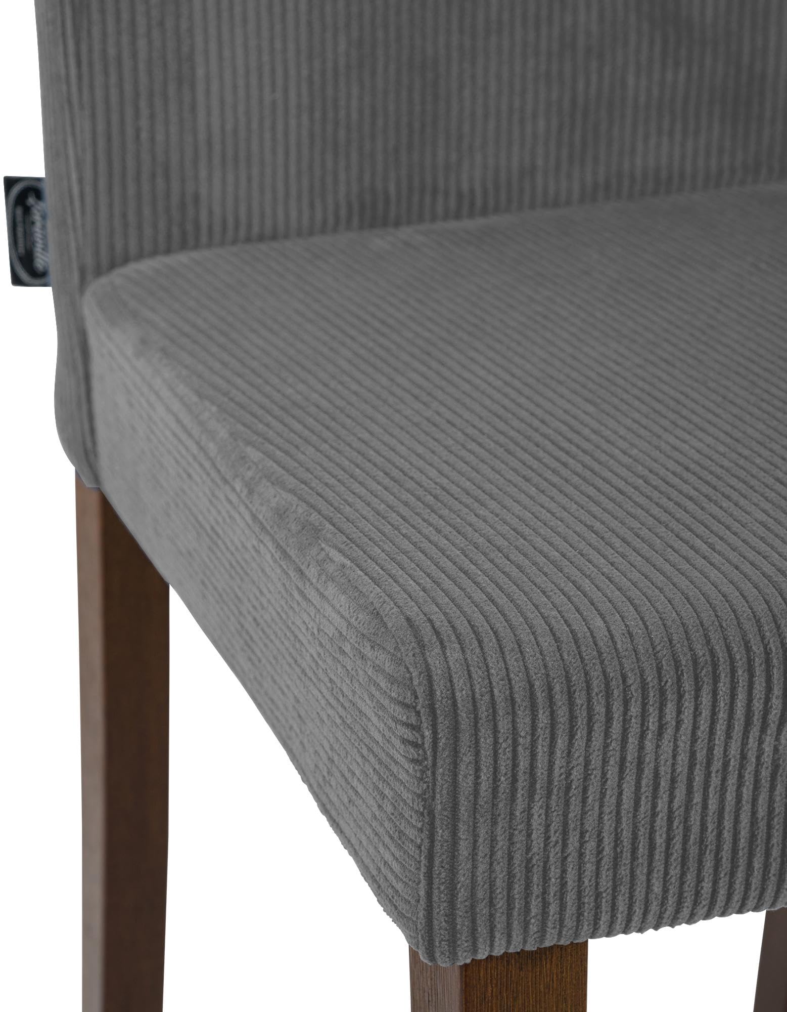 CLP Silla de Comedor Acolchada con Respaldo Ina, Silla de Cocina con tapizado de Pana, Estructura Estable de Madera Color:Gris;Color del Marco:Envejecido Oscuro