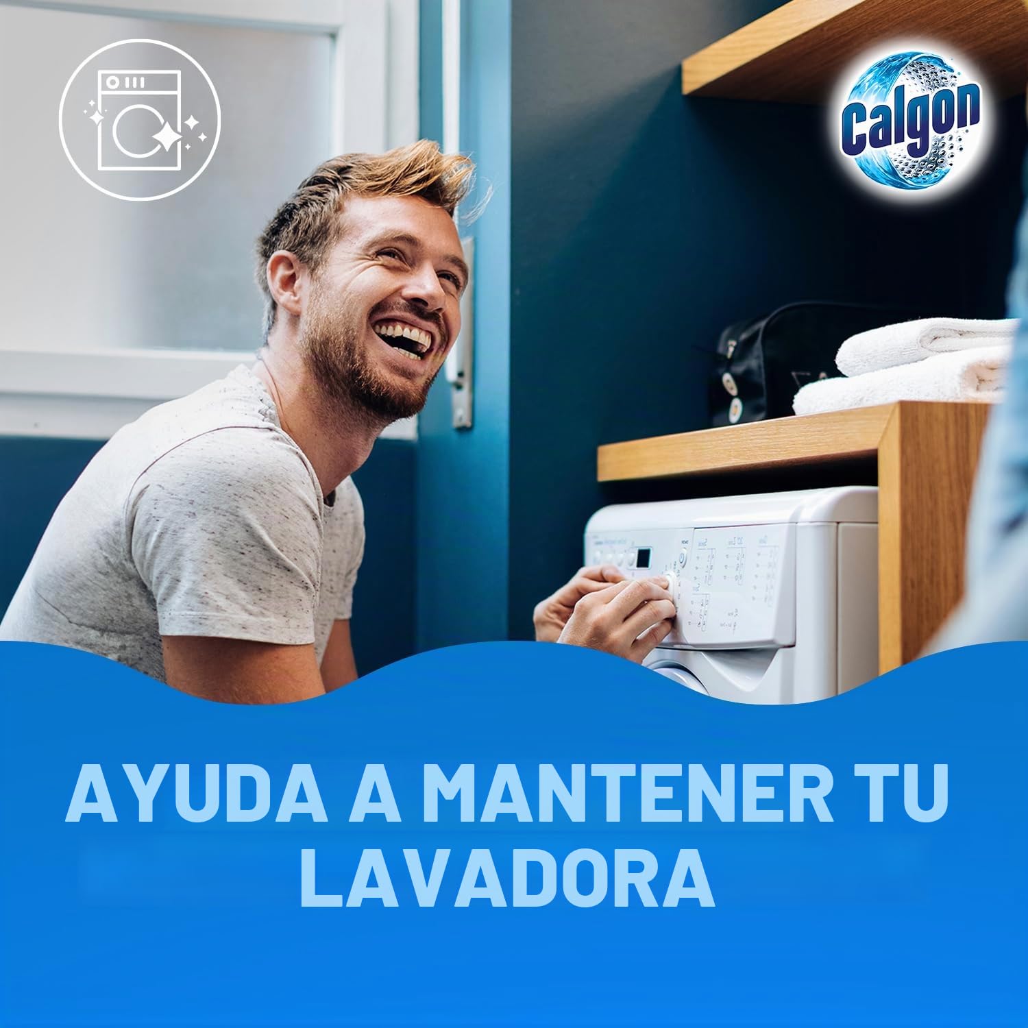 Calgon Powerball Pastillas - Antical para la Lavadora, Elimina Olores y Suciedad, en formato pastillas, 75 unidades