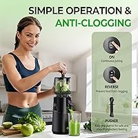 Vista 5 de Cold Press Juicer, WETIE Juicer Machines with 5.3" Large Feed Chute for Whole Fruits & Vegetables, Juice Extractor Slow Masticating Juicer with 99%