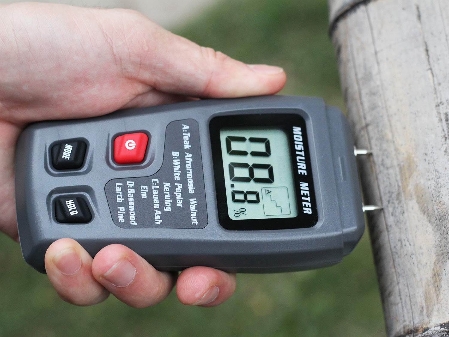 BSIDE Digital Wood Plastic Moisture Meter Handheld 2 Pins Timber Lumber Damp Humidity Detector Tester with Large LCD Display (Black) 2