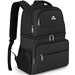 MATEIN Backpack Cooler for Men Women, 26 Cans Insulated Lunch Cooler Backpack Double Layer Cooler Bag, Leak-Proof Soft Lunch Box Backpack with Cooler Compartment Beer Gifts for Travel Beach, Black