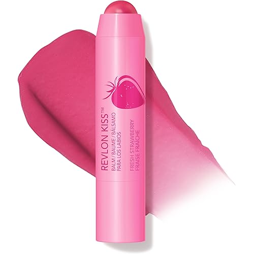 Revlon Kiss Tinted Lip Balm with SPF 20, Hydrating, Flavored, Infused with Natural Fruit Oils, 025 Fresh Strawberry, 0.09 oz