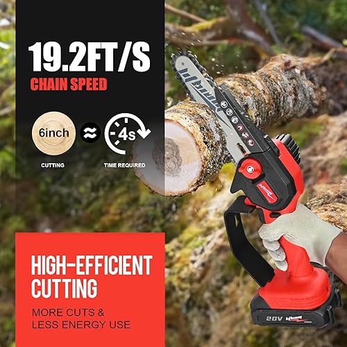 Miniatura 2 de Mini Chainsaw Cordless, 6 Inch Portable Electric Chainsaw, One-Hand Handheld Small Chain Saw for Cutting Wood Trimming and Woodworking- Mini Chain