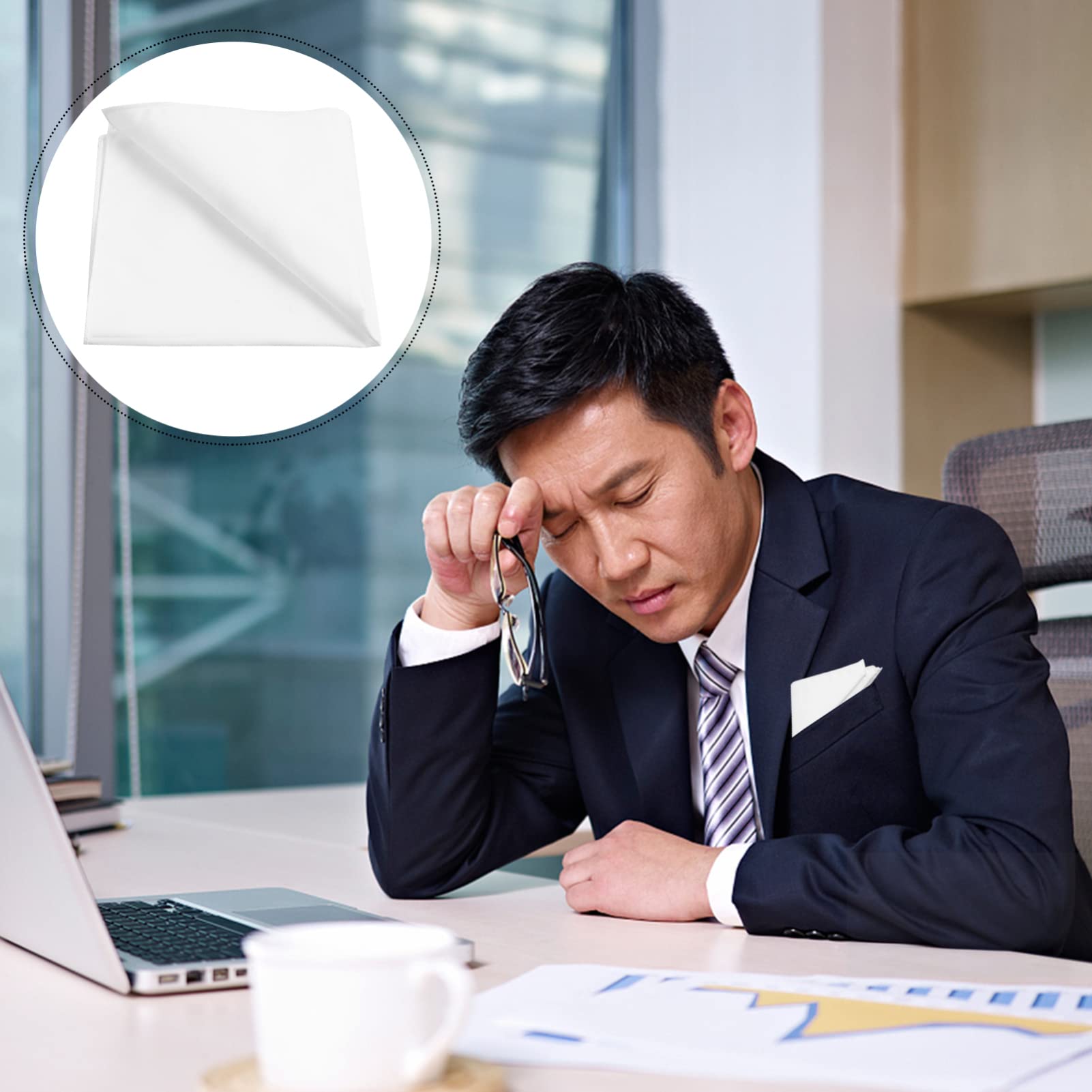 FOMIYES Elegant Men's Cotton Handkerchief Plain White Pocket Square Perfect Present for Dad Father Grandfather