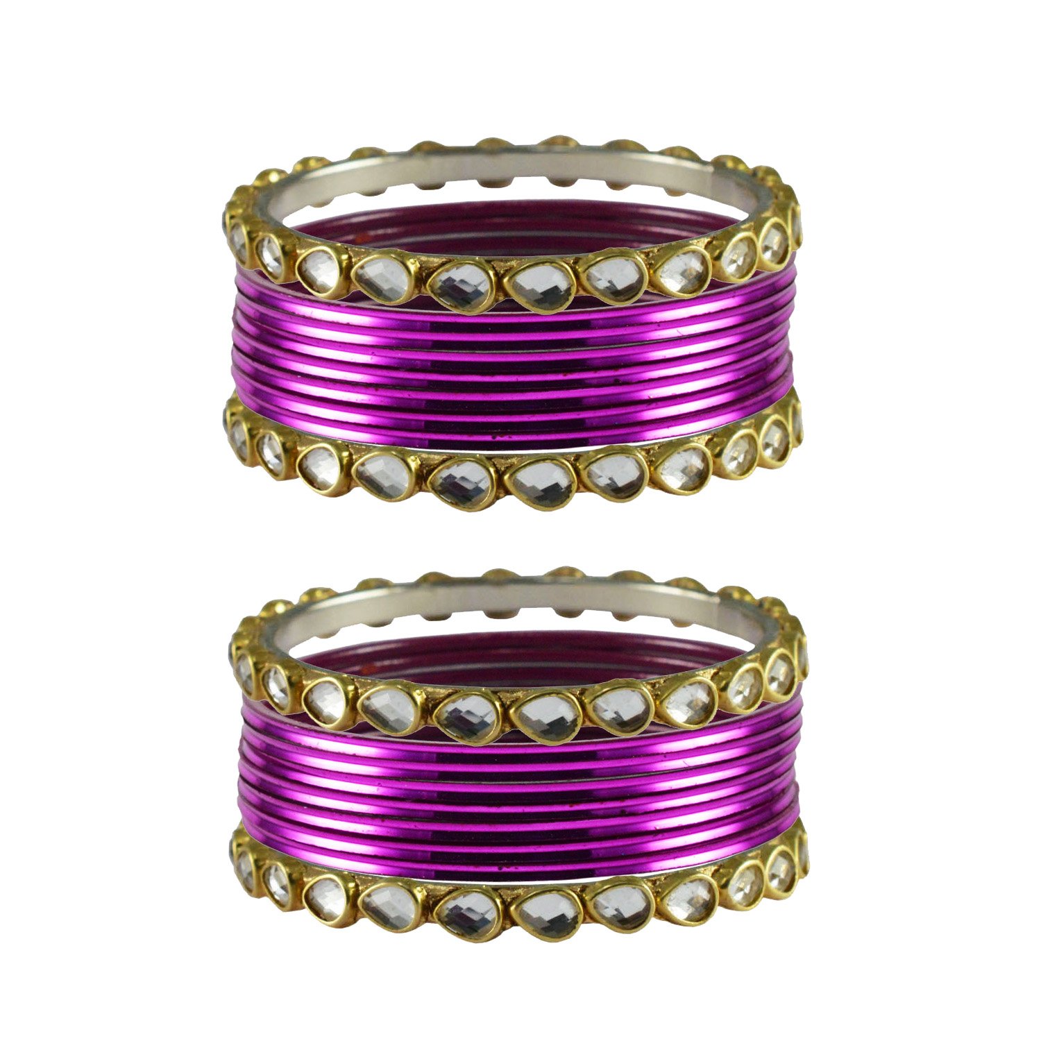 Designer Rani Stone Metal Bangle from Vidhya Kangan Store
