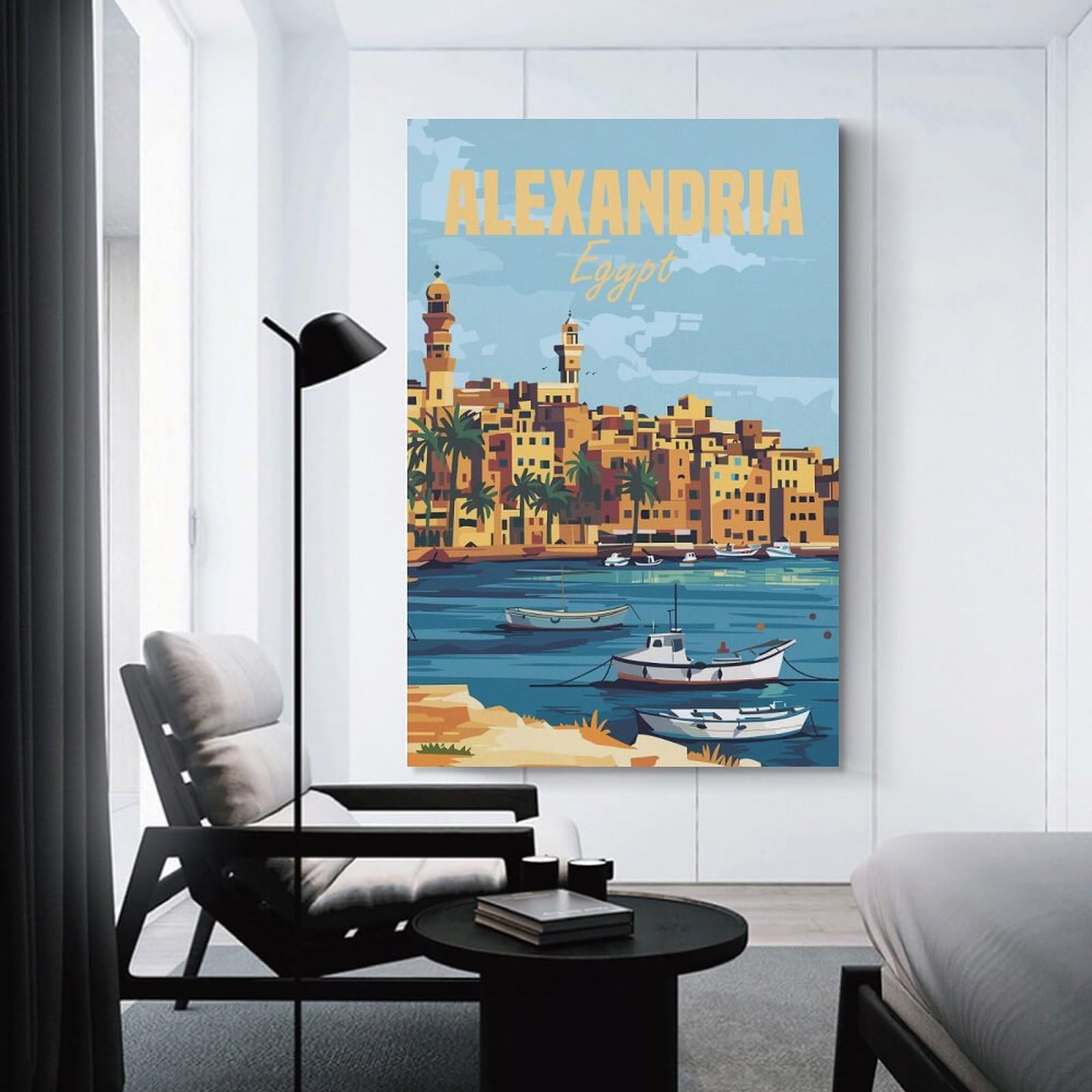 Junmoney Decorative Canvas Print Alexandria Egypt, 24x36inch(60x90cm), for Office, Study Or Home Workspace, Decorative Artwork for Productive Spaces