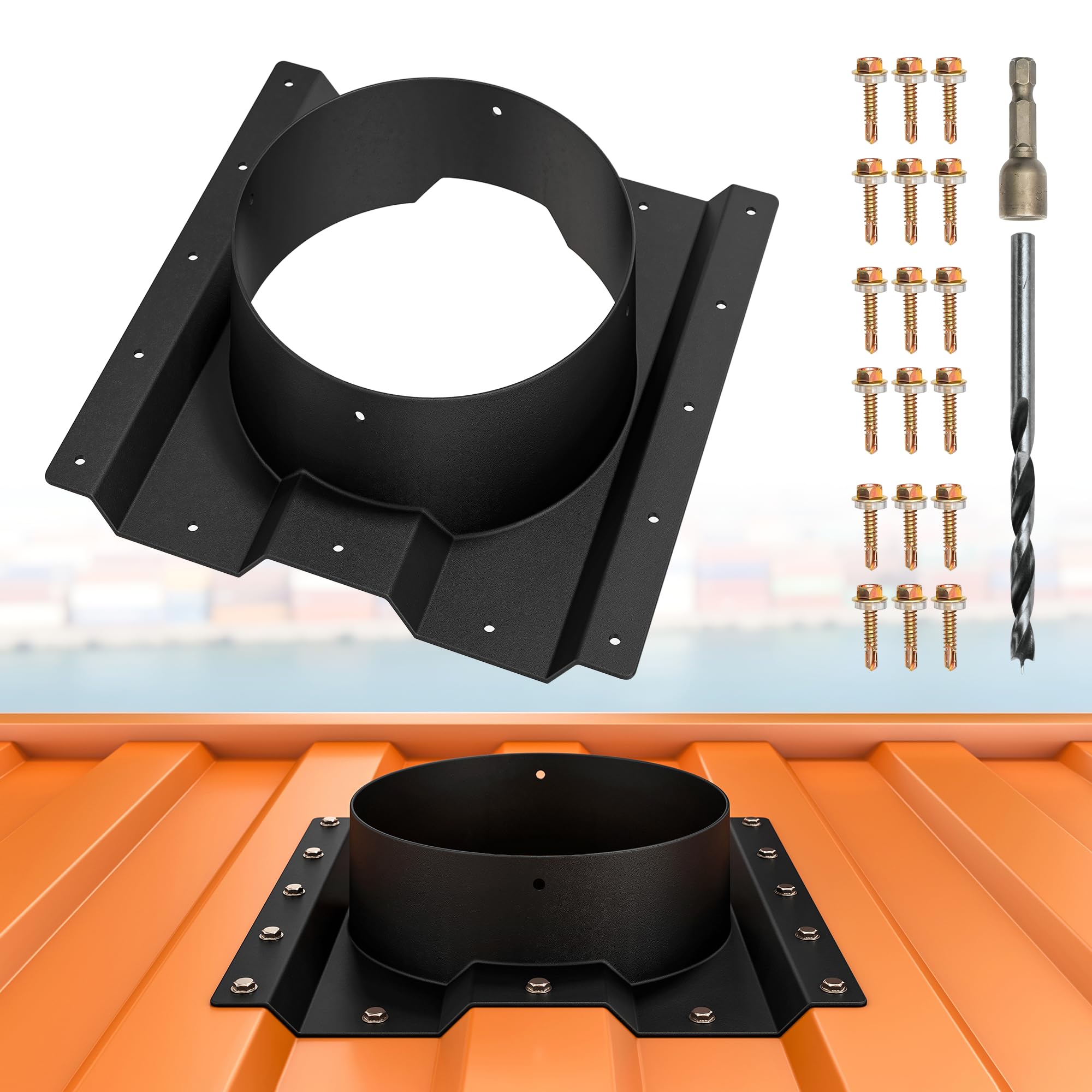 Photo 1 of 12 Inch Shipping Container Roof Vent Adapter for Whirlybird Turbine
