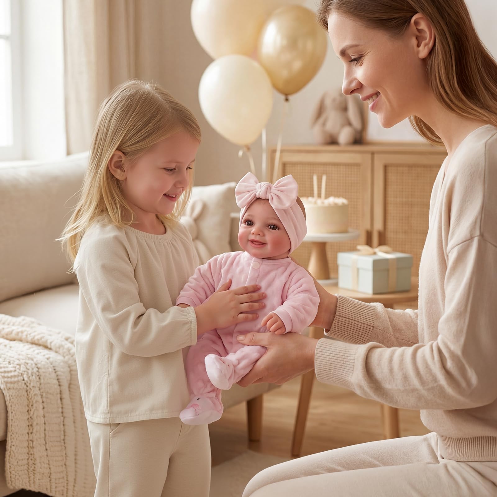 BABESIDE Rinato Bambino Bambole Sunny 17 Pollici Realistica Bambola Neonata Reborn-Baby Doll Corpo Morbido Tessuto Reincarnate Babies Reale Aprire Gli Occhi