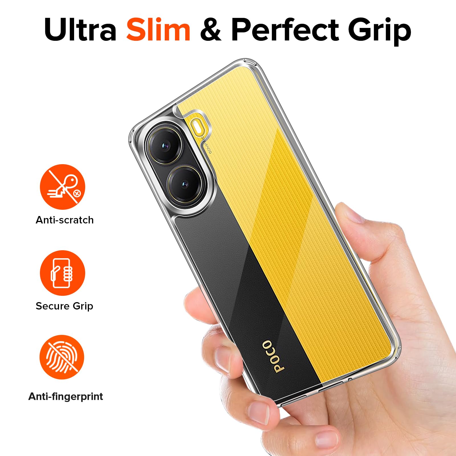 iVoler Ochrona przed żółknięciem przezroczysty pokrowiec do Xiaomi Poco X7 Pro 5G z 2 sztukami szkła hartowanego, [odporny na wstrząsy klasy wojskowej] przezroczysta cienka obudowa