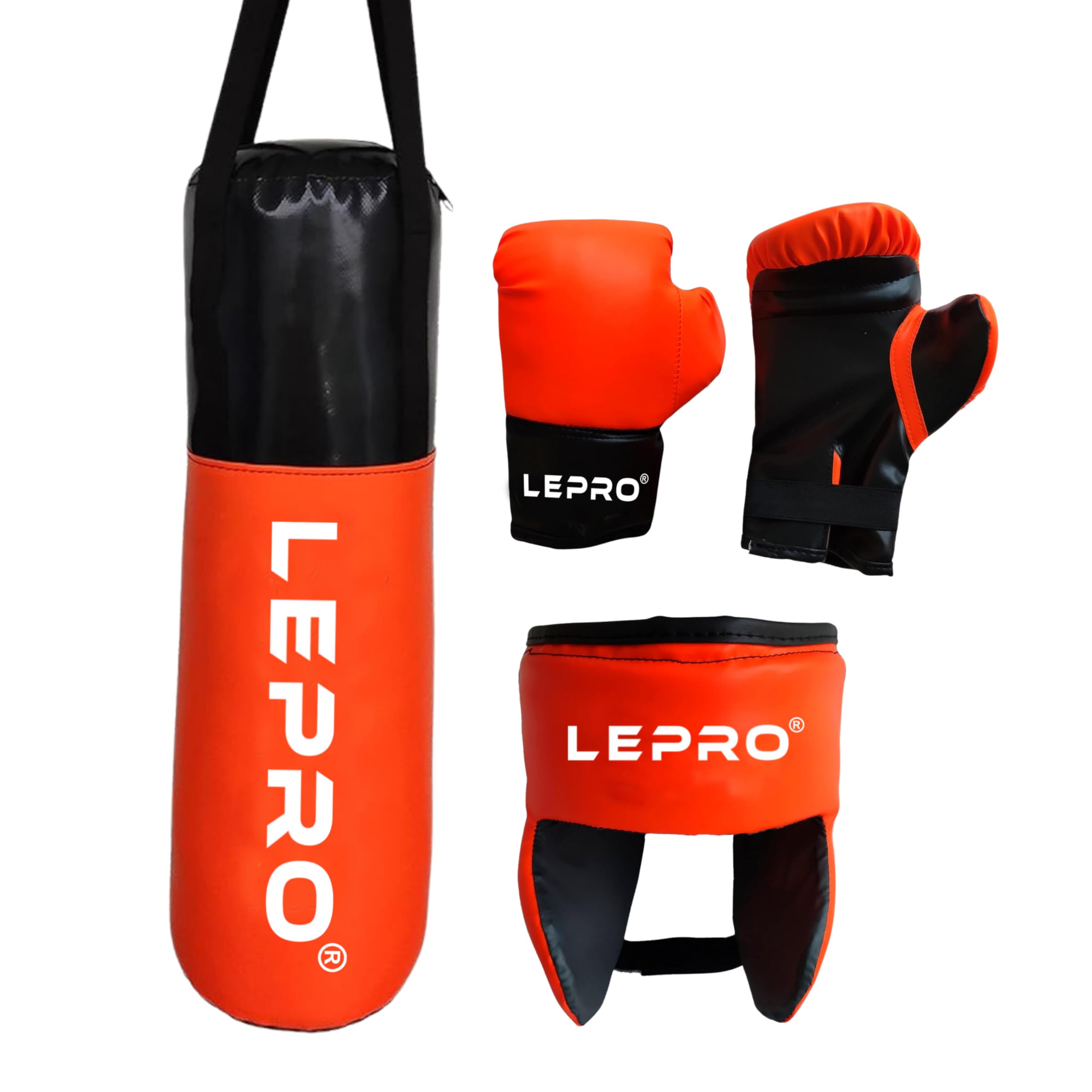 LEPRO Kids Boxing Kit, Kids Punching Bag Set, Hanging Boxing Bag with Boxing Gloves & Headgear, Kids Boxing Set for 7-12 Years for Karate Muay Thai Kick Taekwondo Training (Orange)-picture-28