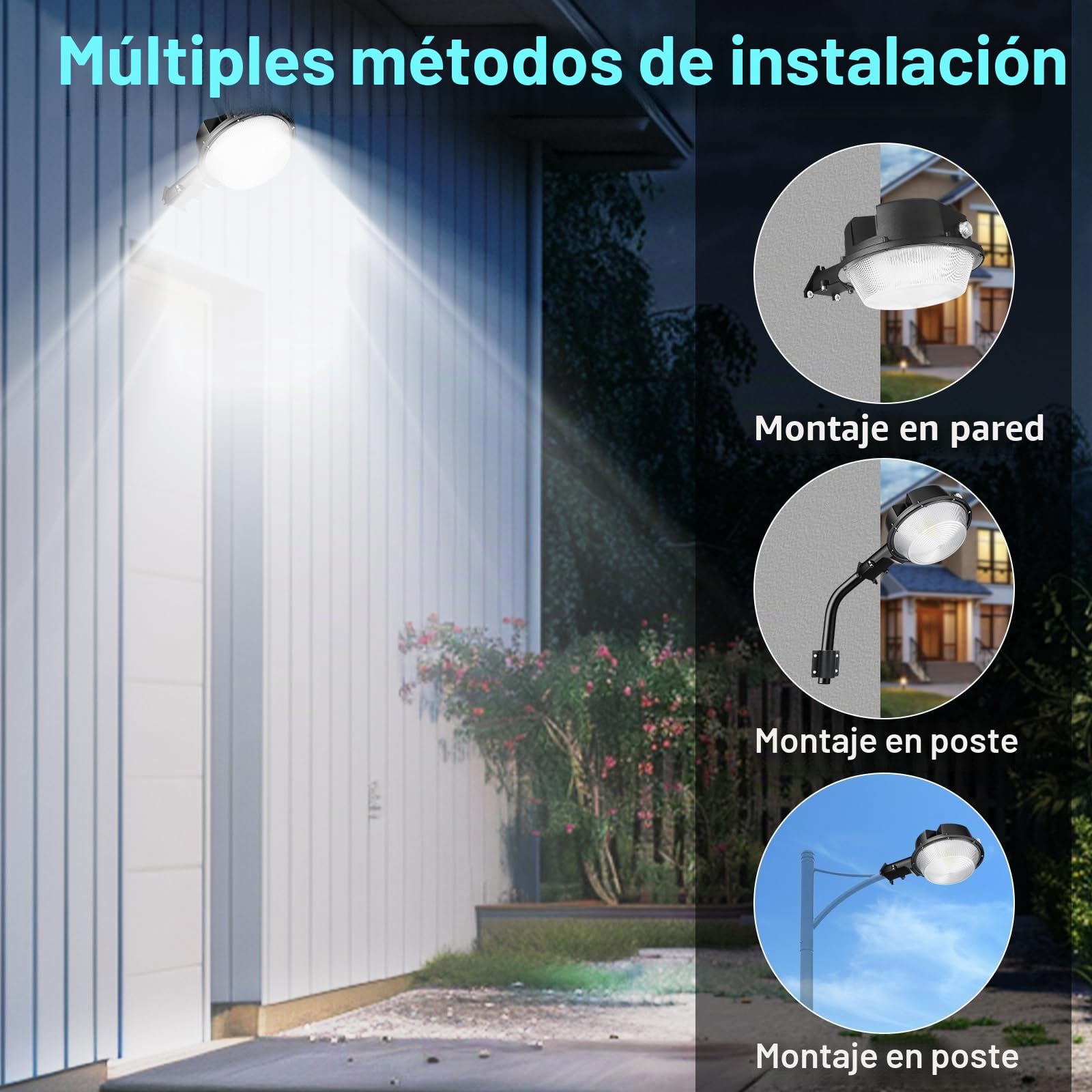 RIGIDON exterior lámpara de calle led 100W 10000 lm 6000K blanco frío | alumbrado público, aluminio, farola de calle, luz de seguridad, luminación áreas 120°, para jardín garaje casa granero balcón