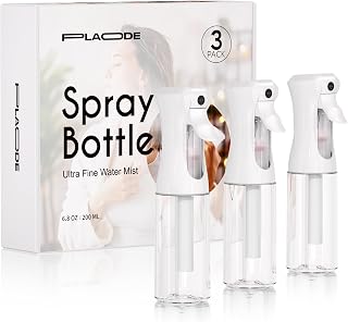 3 Pack Continuous Spray Bottles - Ultra Fine Mist Sprayer, Refillable Water Sprayer for Hairstyling, Plants, Pets, Cleaning, Skincare (6.8 OZ/200ML,White)