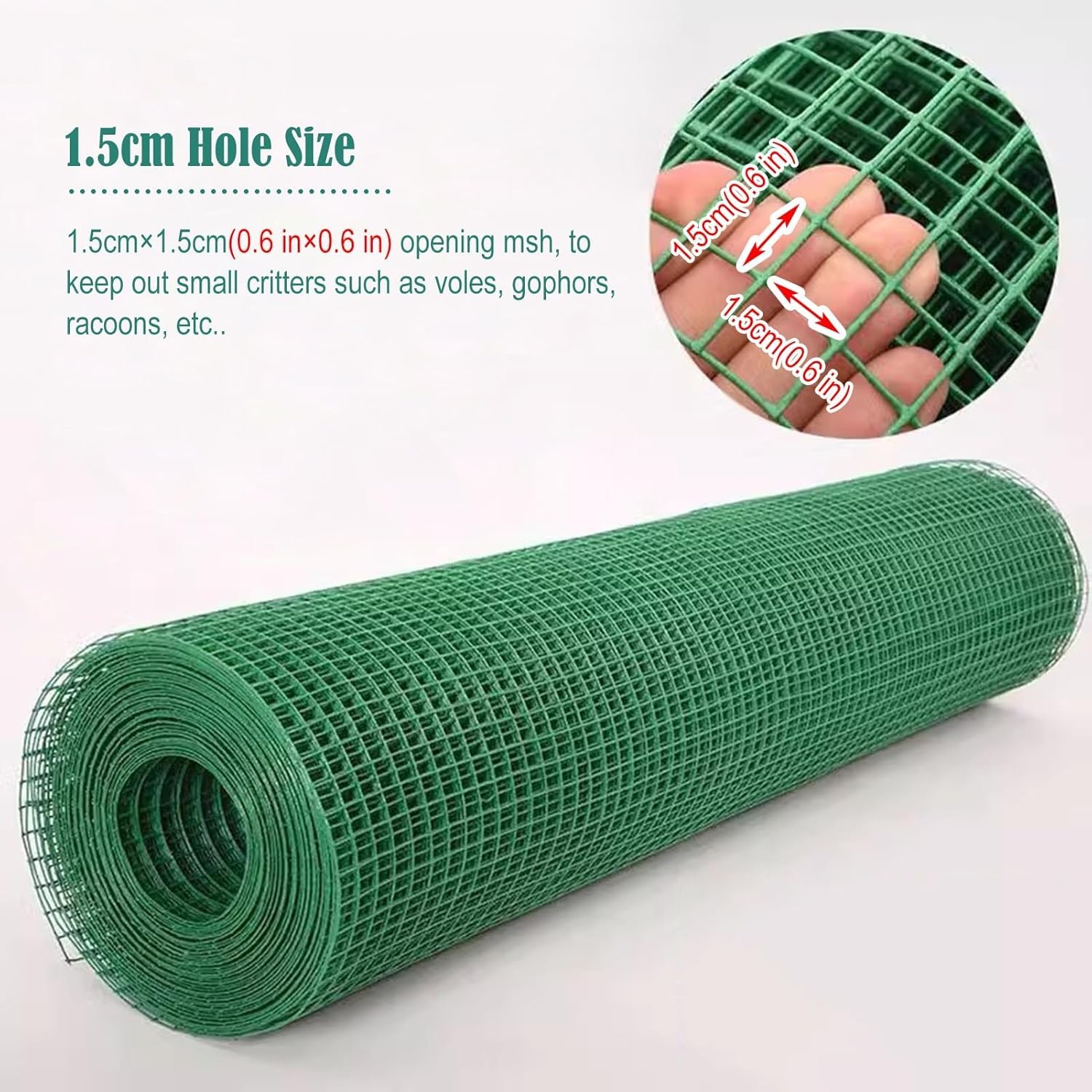 1 x 18 m - Rotolo di rete metallica resistente per recinzione di pollo, recinzione da giardino e recinti di animali domestici, ideale per gabbie per conigli, roditori piccoli, 1,8 mm