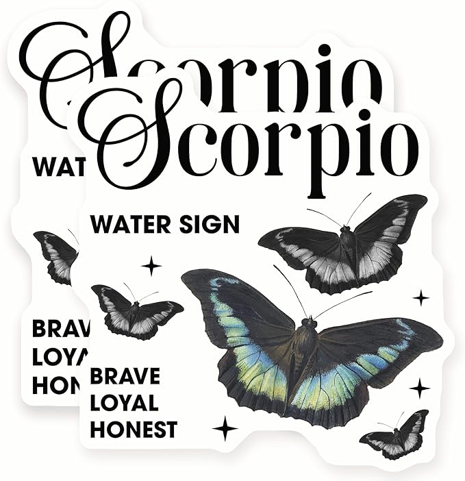 Scorpio Zodiac Stickers - Butterfly Astrology Signs - Water Sign Decal - 2 Pack - 5