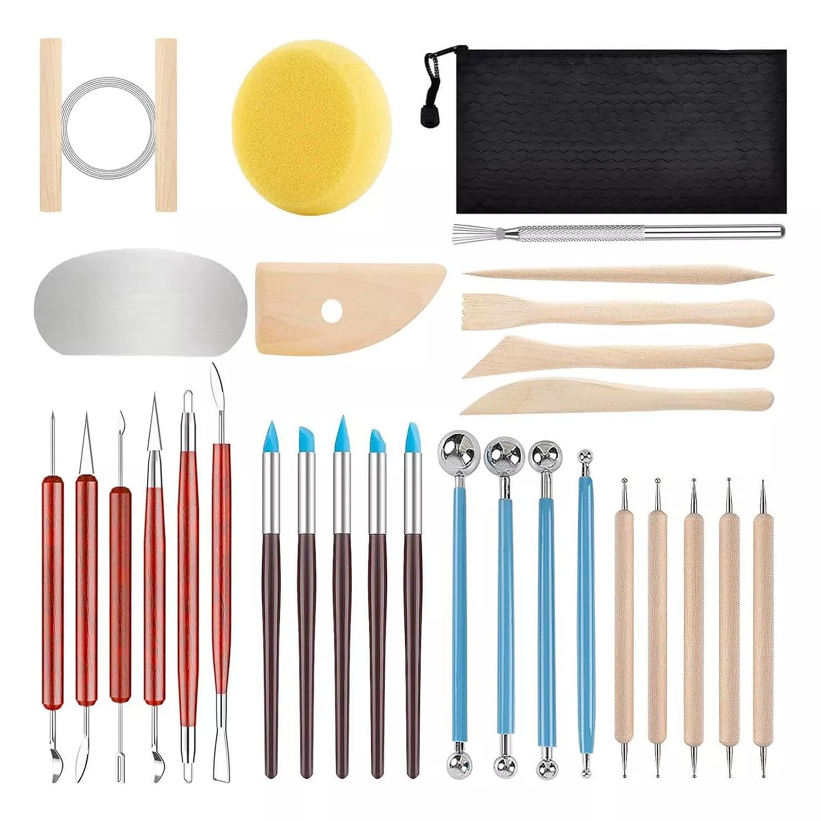 30PCS Polymer Clay Tools Clay Sculpting Tools Air Dry Clay Modeling Kit Ceramic Tools with Storage Bag for Art DIY for Engraving, Embossing, Shaping