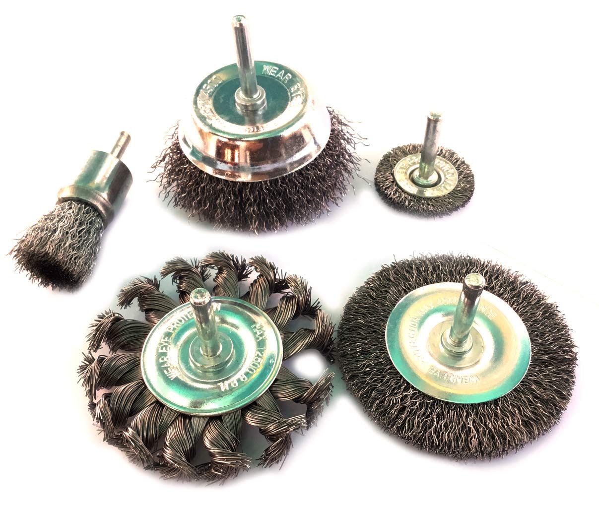 Kibros Lot 5 brosses acier tige 6 mm circulaire dur+bout dur+coupe dur