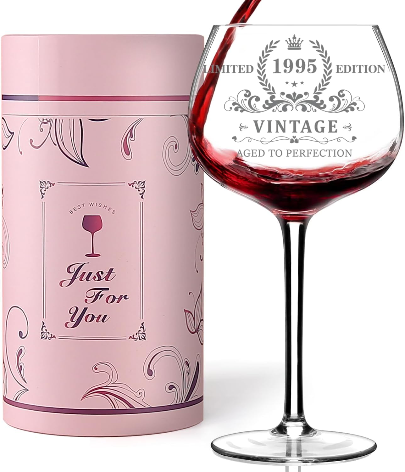 30TH Birthday Gifts for Her, Vintage 1995 Engraved Wine Glass, Unique 30 Year Old Birthday Decorations for Women, Funny 30 Bday Gifts Idea For Friends, Wife, Daughter, Sister (30TH)