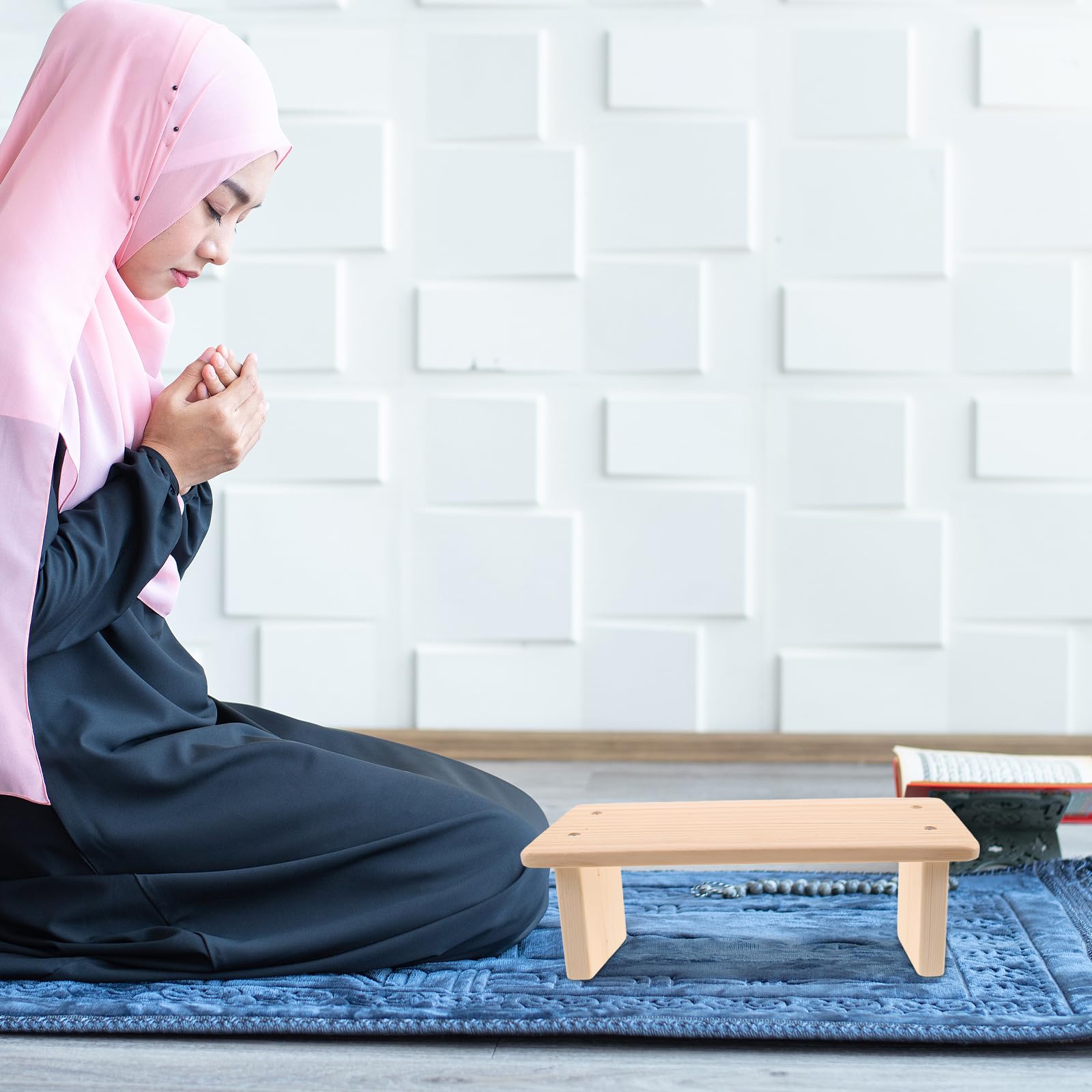 Totority Panca da Meditazione in Legno Beige, Design Salvaspazio e Portatile, Dimensioni Compatte, Stile Chiesa Classico per Preghiera e Meditazione