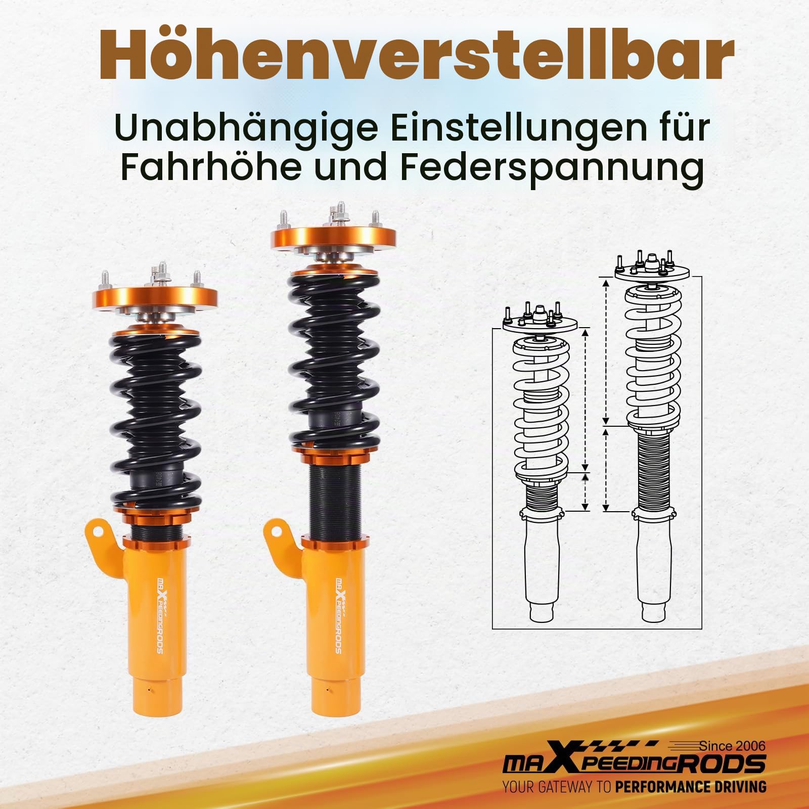maXpeedingrods Gewindefahrwerk Dämpfung einstellbar für BMW E46 3 Touring Kombi 1999-2005