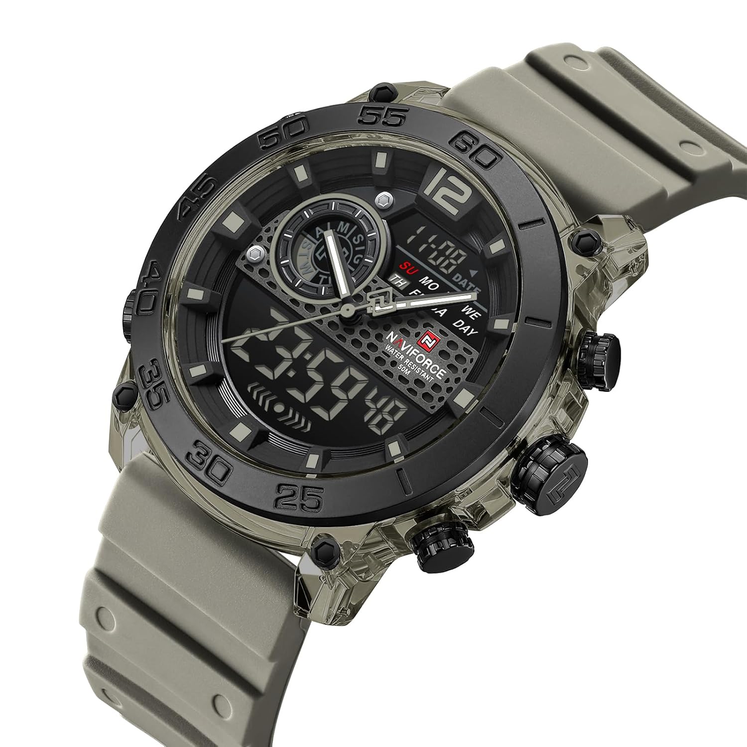 NAVIFORCE NF6104 Digital Analog Watch angled view