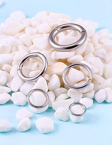 Miniatura 50 de Ocptiy 6G 8G 12G 14G 16G Anillos de tabique con bisagras Calibradores Túneles Tapones Pendientes Kit de estiramiento de acero quirúrgico con Juego