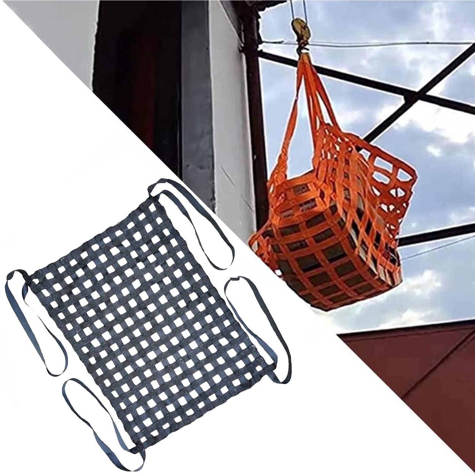 Reti di carico di sollevamento - Rete di sollevamento per pallet, rete da carico nera per pallet, imbracatura decorativa per recinzione, carico e scarico di cinghie di movimentazione di carichi