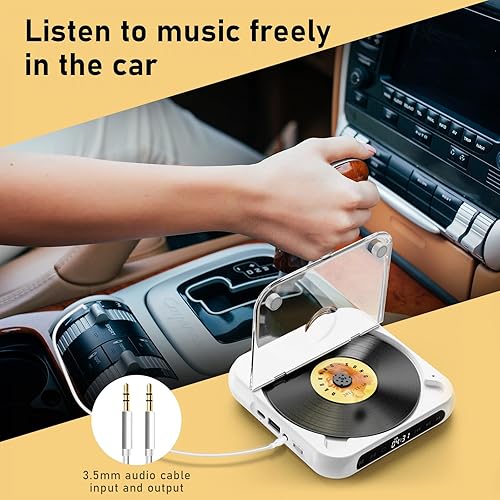 Miniatura 6 de ZYOKATA Reproductor de CD portátil Reproductores de CD personales con Bluetooth para automóvil, reproductor de CD pequeño recargable con