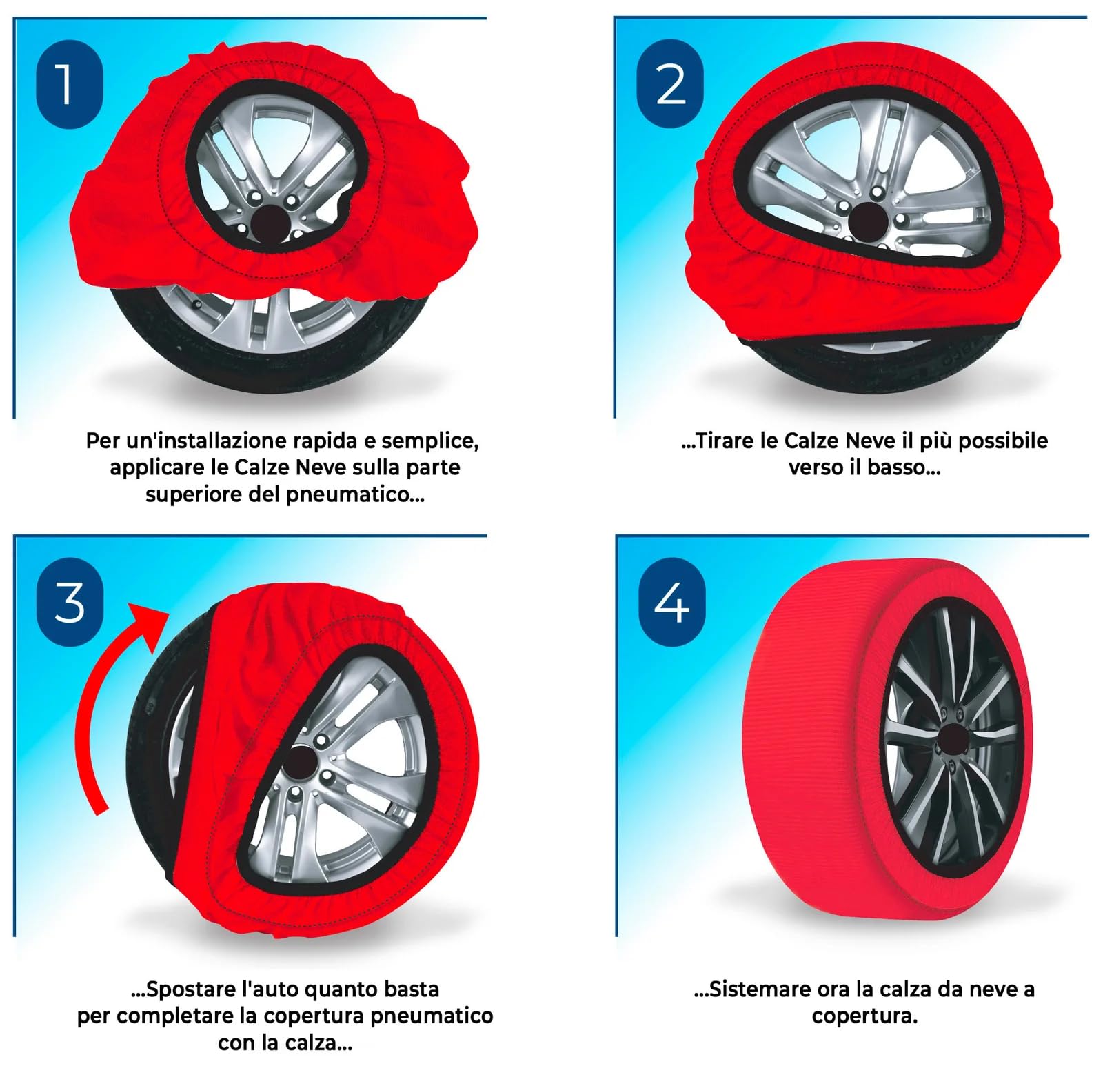 Calze Da Neve Omologate Italia EN 16662-1,Catene Da Neve Tessili Omologate E Ad Alta Sicurezza - Kit Di 2 Catene Per Auto Guanti (Rosso Nero, L